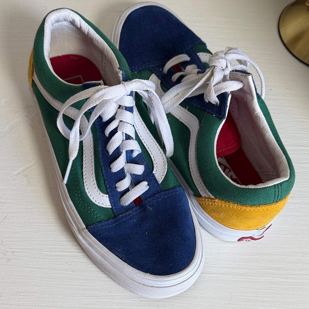 VANS Yacht Club Old Skool Lace Up Yellow Green Blue Sneakers. Size 7(W) 5.5(M)
